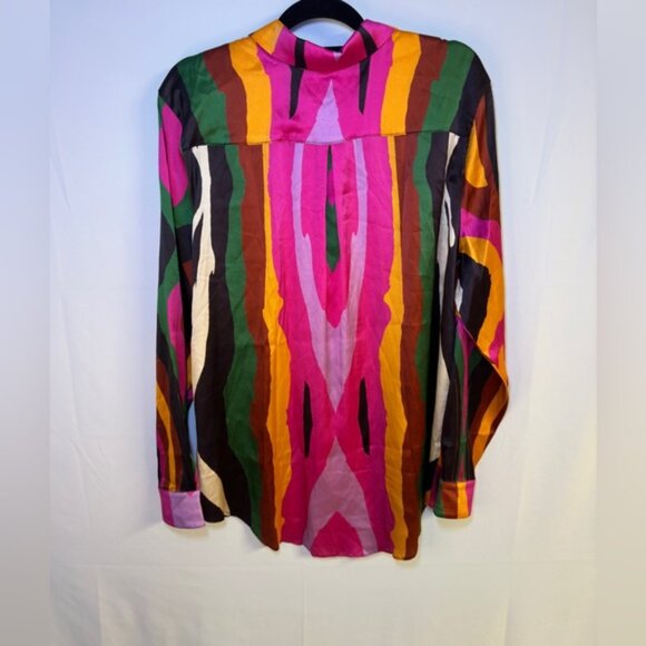 $138 Megan Renee, Organic Silk Button Up Blouse - Plus Size 2X - Colorful & Soft - Picture 5 of 9